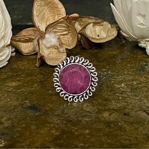 Sterling silver plated ring with real gemstone size 7.5